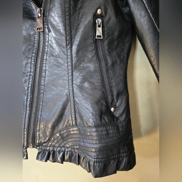 Candy Couture | Black Faux Leather Women's Jacket, Ptp 21" - Picture 6 of 10